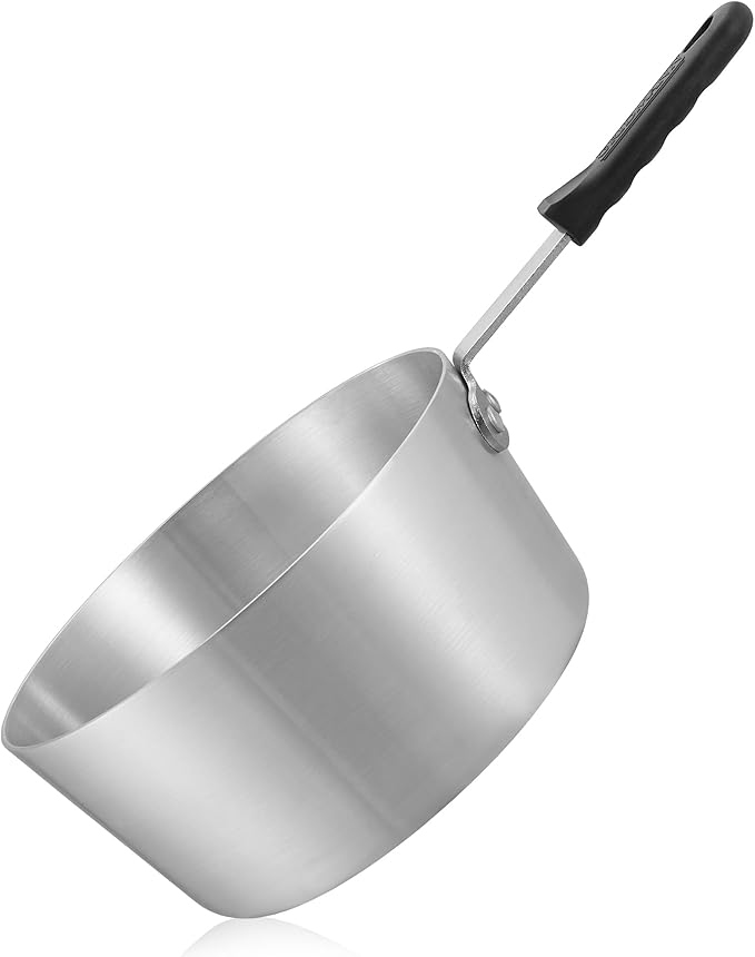 GRIDMANN 3.75-Quart Tapered Aluminum Sauce Pan with Silicone Handle, NSF Listed Heavy Duty Professional Cookware