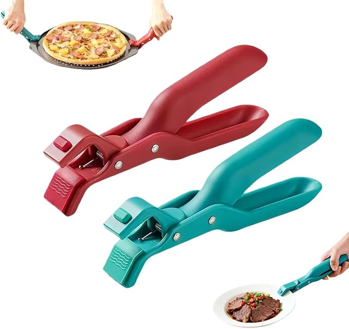 2-Pack Heat-Resistant Silicone Hot Plate Gripper Tongs – Anti-Scald Bowl Clip & Plate Gripper – Non-Slip Kitchen Tongs for Hot Plates, Bowls, Pots & Microwave Dishes