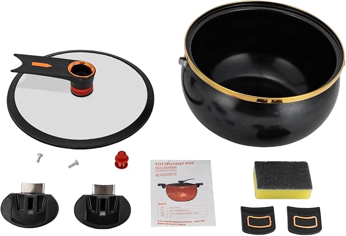 8L Micro Pressure Cooker, Non-Stick Pot Multi-Function Micro Pressure Cooking Pot for Induction Cookers, Gas Cookers, Electric Ceramic Stoves, Halogen Stoves (Black)