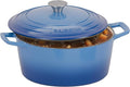 Bakken Enameled Cast Iron Dutch Oven Pot, 6QT Dutch Oven for Bread Baking, Braising & Roasting, Kitchen & Campfire Cooking, Moisture-Locking Lid, Oven Safe Up To 500°F, Works on All Cooktops, Blue