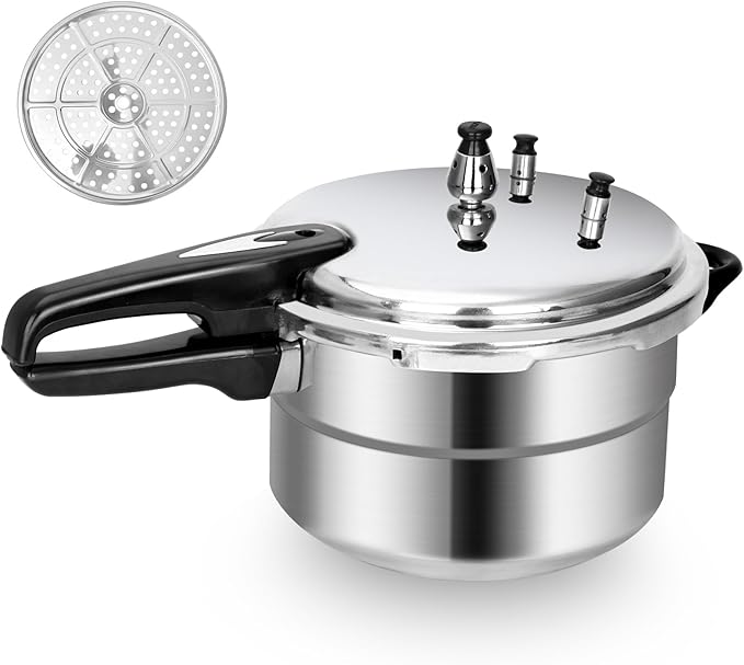 5.3 Quart Pressure Cooker, 10 Psi Induction Compatible Pressure Canner w/Multiple Pressure Control & Protection, Canning Rack Included