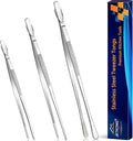 JETKONG 3 Pcs Kitchen Tweezers Tongs, Stainless Steel Cooking Tweezers, 8+10+12 Inch Ideal for meat, pasta, plating and pinching delicate small pieces of food (Silver)