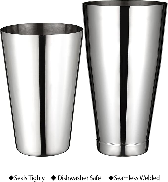 Boston Cocktail Shaker, Bar Bartender Shaking Tins Weighted 28oz Unweighted 18oz for Bartending, Martini Shakers Stainless Steel for Drink | Boston Shaker Set | Silver, by Plat Star