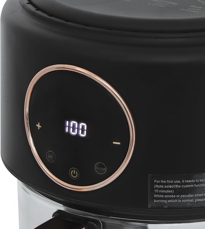 Air Fryer,3.8 Quart Transparent Air Fryer Oven,Adjustable Temperature,8 Preset Cooking Options,60 Min Auto,for Roast, Broil, Dehydrate & More for Quick, Easy Meals,Black