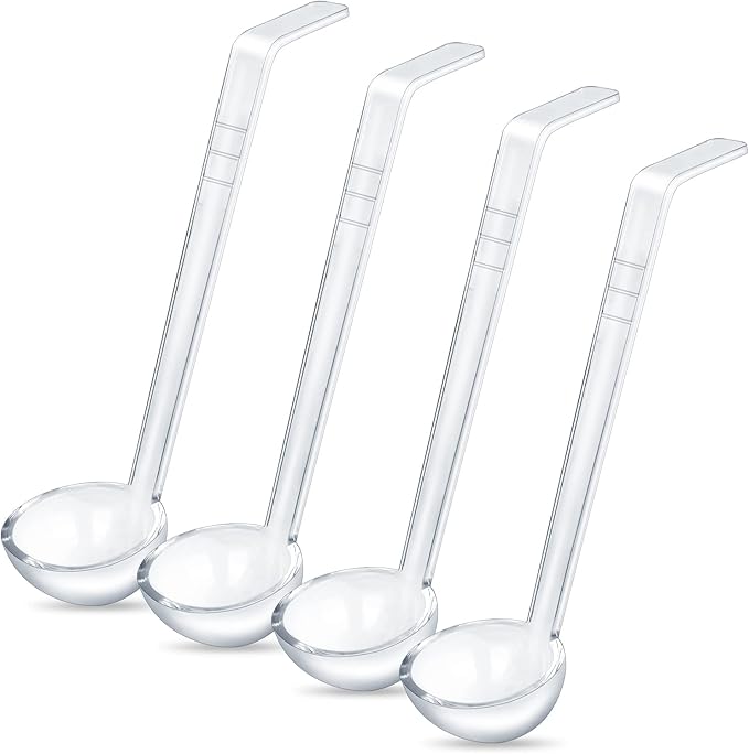 4 pieces 1 oz ladle clear small gravy ladle long handle Acrylic 7.9 Inch Perfect for Serving Dressings,punch bowl, Sauces and Toppings (1oz, small)