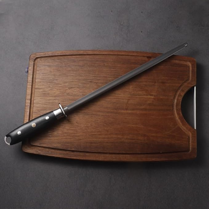 12 Inch Black Honing Rod, Sharpening Steel for Kitchen Knives – 12" Honing Steel – Craftsman Selection Series Handle Design Knife Sharpener