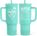 Nurse Gift Tumbler 40oz with Handle and Straw – Nutrition Facts Insulated Stainless Steel Travel Coffee Mug for Nursing Friends - Gifts for Nurse Week, Appreciation, Birthday, Christmas