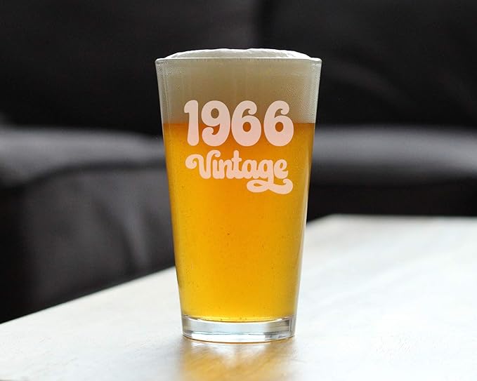 Vintage 1966 Pint Glass for Beer - 59th Birthday Gifts for Men or Women Turning 59 - Fun Bday Party Decor - 16 oz