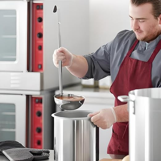 OCS Parts Pro Series Stainless Steel Culinary Ladle | 24-Ounce | One-Piece Dishwasher Safe Home, Restaurant, Buffet and Catering Serving Ladle for Sauces, Soup, Gravy, and Salad Dressing
