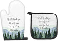 Rustic Mountain Cabin Decor Oven Mitts and Pot Holders Sets, Forest Camper Gifts Kitchen Accessories Sets, of All The Paths You Take in Life Heat Resistant Oven Glove Potholders for Kitchen