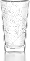 Well Told Engraved Richmond Virginia Map Pint Glass, Etched Beer Gift (16 oz, Clear) City Map Pint, Custom City Glassware, Gifts For Beer Lovers