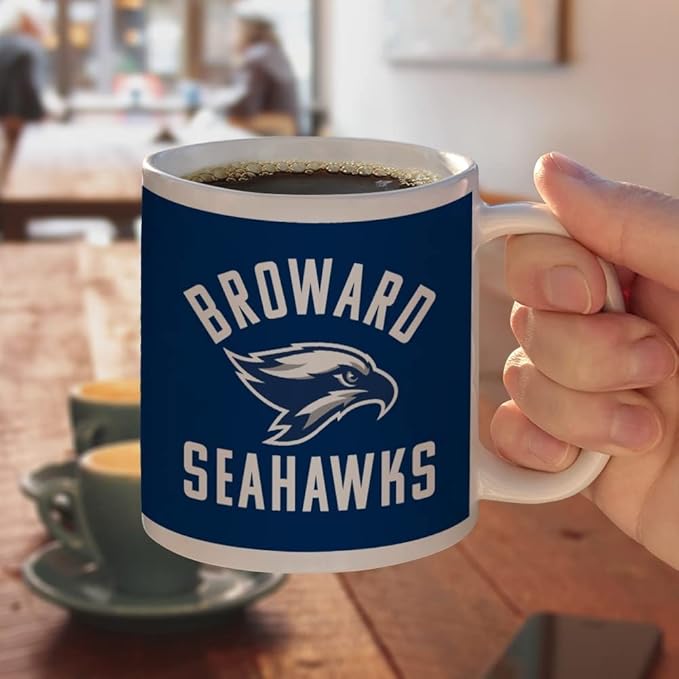 Broward College Seahawks Logo Ceramic Coffee Mug, Novelty Gift Mugs for Coffee, Tea and Hot Drinks, 11oz, White