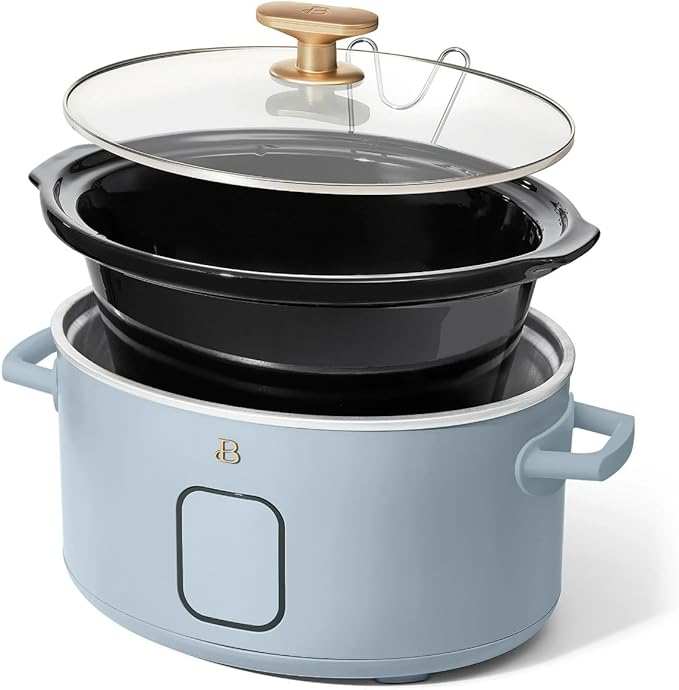 Beautiful 6 Qt Programmable Slow Cooker with Touch Control, Digital Timer and Keep Warm Function – Large Electric pot Capacity Kitchen Appliance by Barrymore (Cornflower Blue)