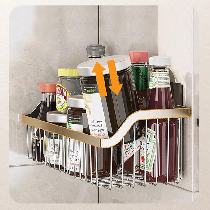 SUS304 Stainless Steel Hanging Storage Baskets Organizer Wall Mount, Metal Wire Storage Bin Rack for Kitchen Bathroom Shower Spice Shelf,L 9.84 Inch