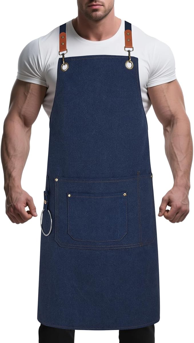 Personalized Aprons Custom Women Men Apron with Pockets Chef for Baking Bbq Grill Embroidered with Name Text
