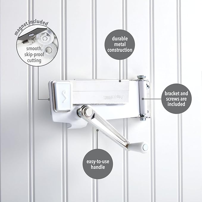 Swing-A-Way White Steel Manual Can Opener