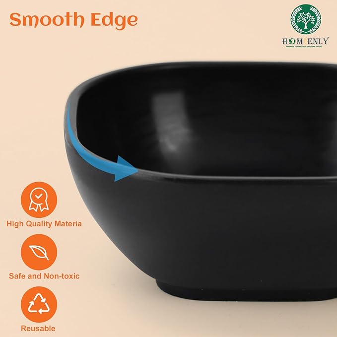 Homienly Soy Sauce Dishes,Wheat Straw Small Bowl Set of 6-4.5 OZ Small Dessert Bowls,Unbreakable Dipping Bowls,Dipping Sauce Cups,Mini Prep Bowls, Dip Bowl for Side Dish - Black