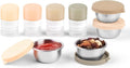 8-Pack Salad Dressing Container To Go, 1-oz Silicone Small Condiment Squeeze Bottles and 1.6 oz Stainless Steel Sauce Containers Cups, Leakproof Condiment Containers with Lids for Lunch Box