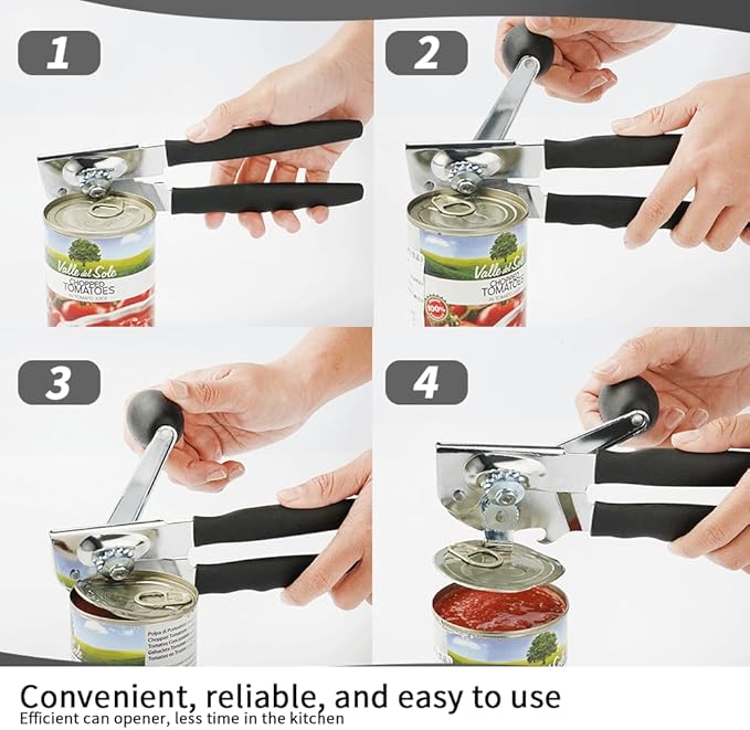 Smooth Edge Safety Cutter Manual Can Opener with Commercial Comfortable Crank Handle Heavy Duty Can Opener-Easy to Use (Heavy Duty Can Open)