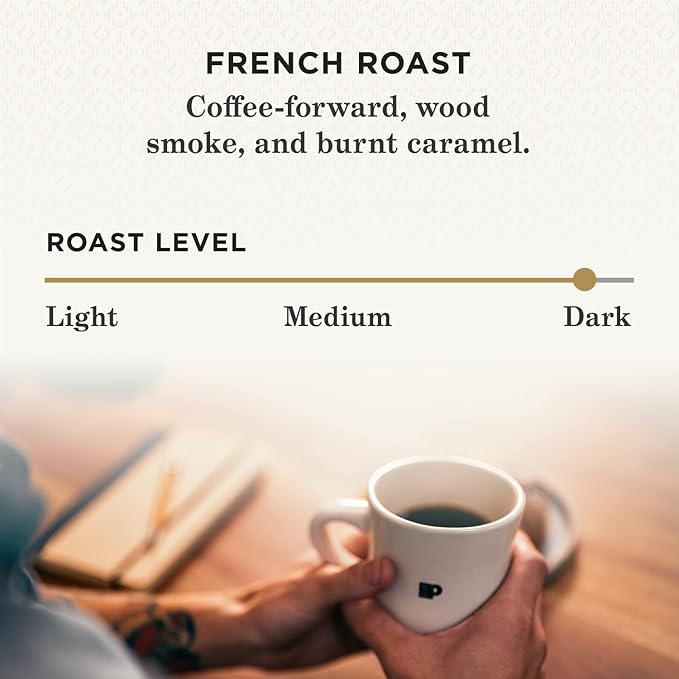 Peet's Coffee, Dark Roast Ground Coffee - French Roast 63 Ounces (6 Bags of 10.5 Ounces)