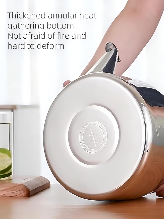 Whistling Stovetop Tea Kettle,Food Grade 316 Stainless Steel,Hot Water Fast to Boil,Stovetop Kettle with Ergonomic Handle,5.3 Quart Capacity