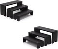 Display Wood Risers Wooden Stand 3 Tier Black Wood Racks Decorative Rectangular, 2 Set 6 Piece Cupcake Stands Cologne Perfume Organizer Dessert Showcase(Black)