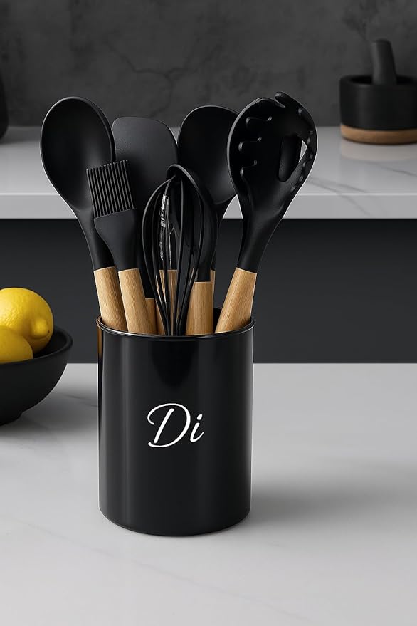 Premium Kitchen Utensil Set - 12 pcs - Silicone and Wood Cooking Tools