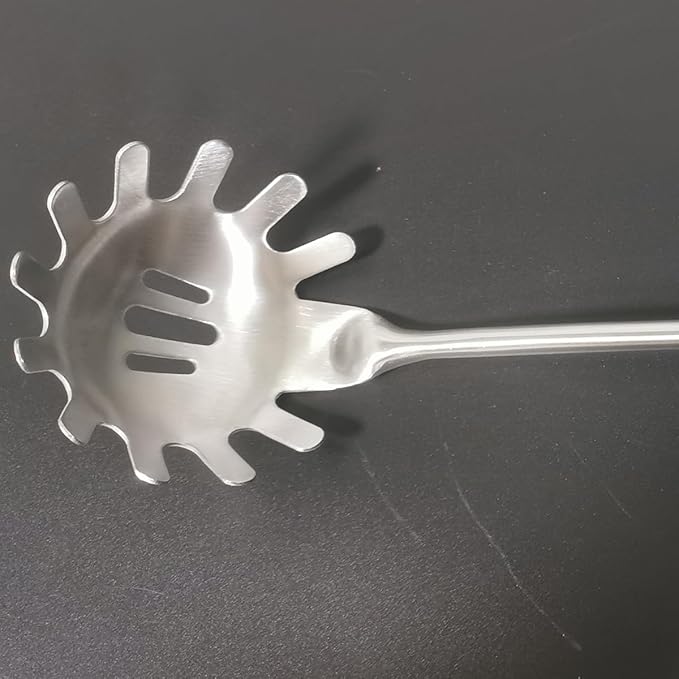 Pasta Spoon Server 304 Stainless Steel Slotted Spaghetti Ladle Kitchen Colander and Strainer Scoop Cooking Utensils Heat Proof Strong Sturdy Easy to Clean