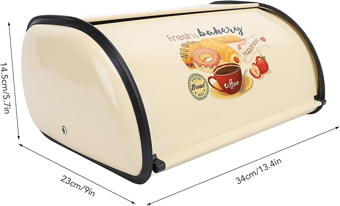 Bread Box,Roll Top Bread Box Vintage Bread Container for Kitchen Countertop Drum Type Metal Bread Storage Bin for Bread Cake Doughnut Biscuit Food Tableware (Type 1)