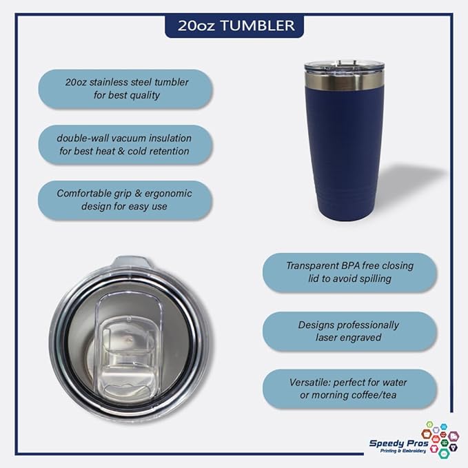 Tumblera Tumblers Travel Mugs Coolest Dad Ever C Family & Friends Dad Insulated Drinkware Personalized Tumbler Cups Coffee Tumbler Engraved Stainless-Steel 20 Oz Navy Design Only