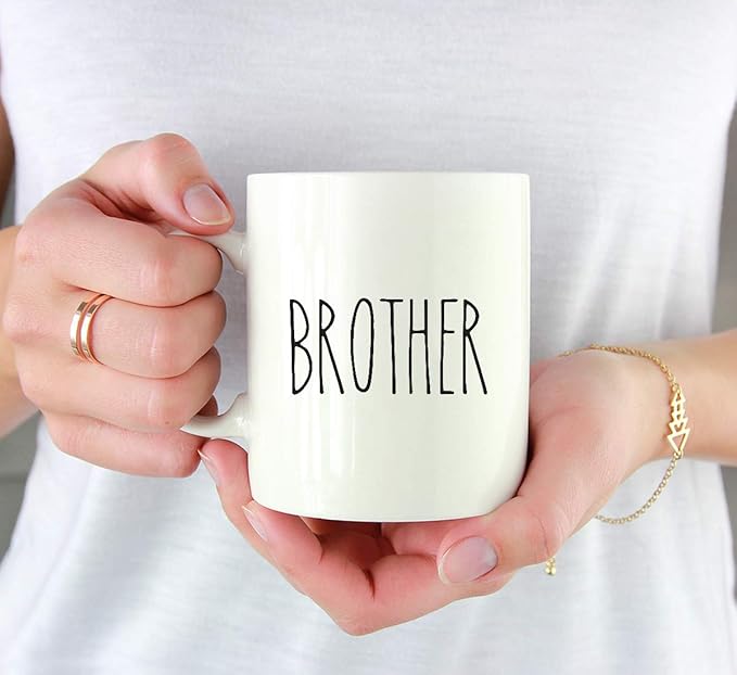 Andaz Press Simple Rustic Farmhouse Kitchen Decor 11oz. Ceramic Coffee Tea Mug Gift, Brother, 1-Pack, Birthday Christmas Gift Ideas for Family, Friends