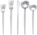 Lemeya Matte Silverware Set for 8,Modern Stainless Steel Brushed Cutlery Set,40-Pieces Heavy Duty Flatware Set,Knives Spoons and Forks Set Utensils Set, Satin Finish, Dishwasher Safe