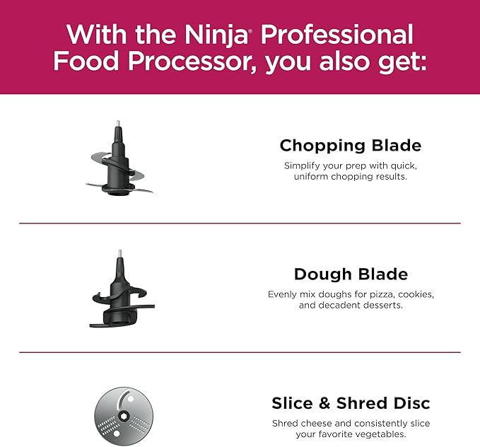 Ninja Professional Food Processor, 850 Watts, 9-Cup Capacity, Auto-iQ Preset Programs, Chop, Slice, Shred & Puree, Stainless Steel Blades, Dishwasher-Safe Parts, Silver (BN600)