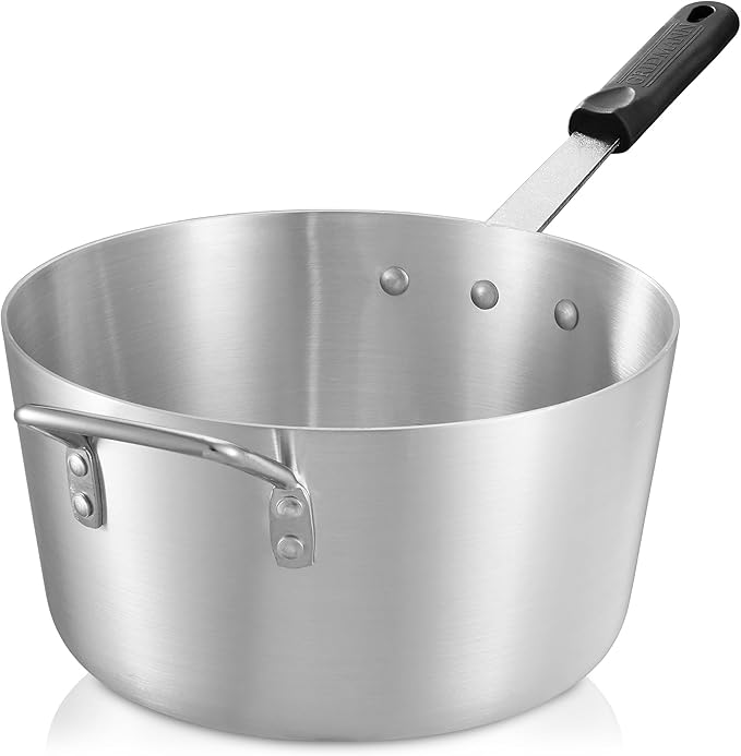 GRIDMANN 7-Quart Tapered Aluminum Sauce Pan with Silicone Handle, NSF Listed Heavy Duty Professional Cookware