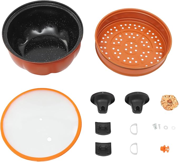 Micro Pressure Cooker, Non-stick Coating Multi-Function Micro Pressure Cooking Pot, Pumpkin Shaped Pressure Cooking Pot, for Home Kitchens, Dormitories, Flats, Etc, 8L/2.11gal (Orange)