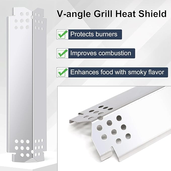 Criditpid Grill Replacement Parts for Nexgrill 4 Burner 720-0830H, Nexgrill 720-0888, Adjustable 24" - 30" Grease Tray Drip Pans & Grill Heat Plate Shield Kit for Home Depot Nexgrill Parts.