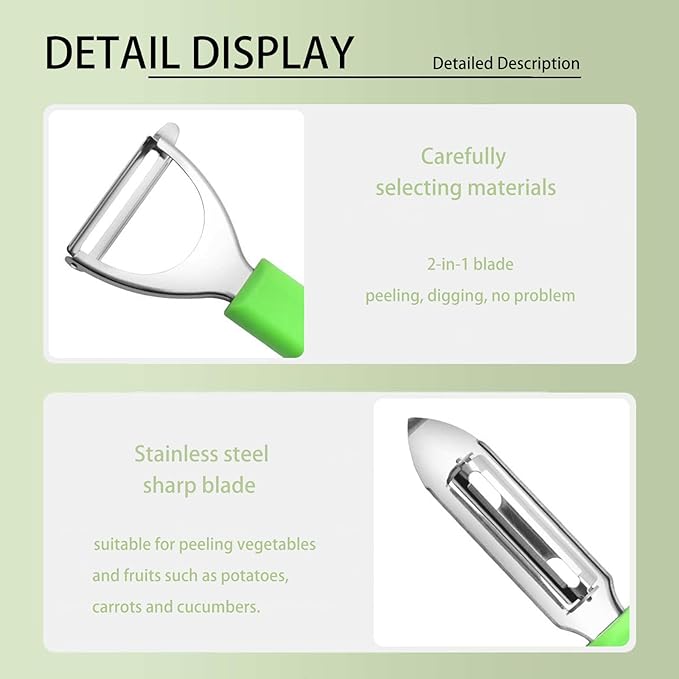 Vegetable peeler, kitchen stainless steel 2-piece set, equipped with ultra sharp stainless steel blades and comfortable grip, potato peeler, carrot peeler, apple peeler, kitchen peeler