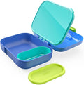 ZOKU - Mini Bento Box for Kids, Stackable, Lightweight, Leakproof, for Children, Kid Friendly Latch, Easy to Clean (Bento Jr) (Blue)