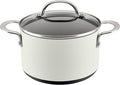 Anolon Achieve Hard Anodized Nonstick Saucepot with Lid, 4 Quart, Cream