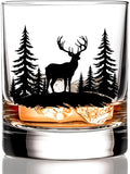 RZHV Moose Jungle Old Fashioned Whiskey Glass, Thanksgiving Birthday Gifts for Moose Lover Friend Mom Dad Coworker Employee, Christmas New Year Gifts for Animal Lovers Friend Brother Sister Men Women