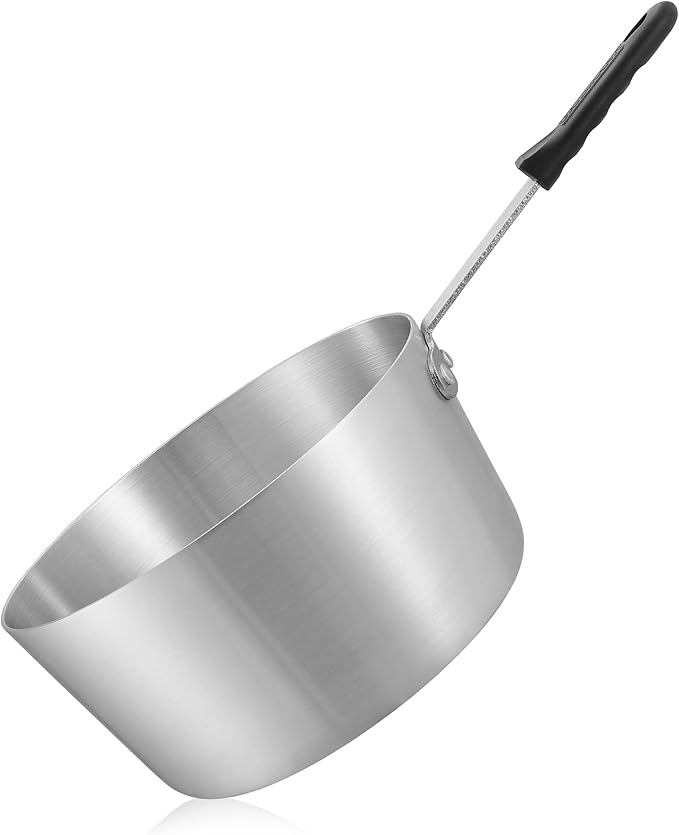 GRIDMANN 5.5-Quart Tapered Aluminum Sauce Pan with Silicone Handle, NSF Listed Heavy Duty Professional Cookware