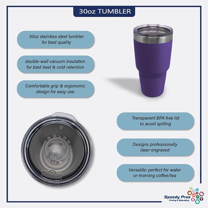 Style In Print Stainless-Steel Engraved Travel Mug Tumbler Coolest Dad Ever C Family & Friends Dad Insulated Thermal Coffee Cup Purple 30 Oz, ETUMB_KHGS044_PP30