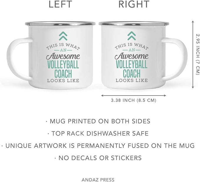 Andaz Press 11oz. Stainless Steel Campfire Coffee Mug Gift, This is What an Awesome Volleyball Coach Looks Like, 1-Pack, Birthday Gift Ideas Coworker Him Her, Includes Gift Box