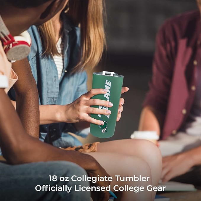Campus Colors NCAA Stainless Steel Tumbler perfect for Gameday - 18 oz - Double Walled - Keeps Drinks Perfectly Insulated (Tulane Green Wave - Green)