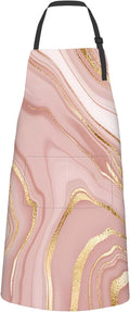 Marble Pink Apron,Oxford Fabric Adjustable Kitchen Apron with 2 Pockets,Waterproof Cooking Aprons for Men Women Mom Wife Dad,Ideal Gifts for Coffee House,Shop,Baking,BBQ,Housewarming,28x33in