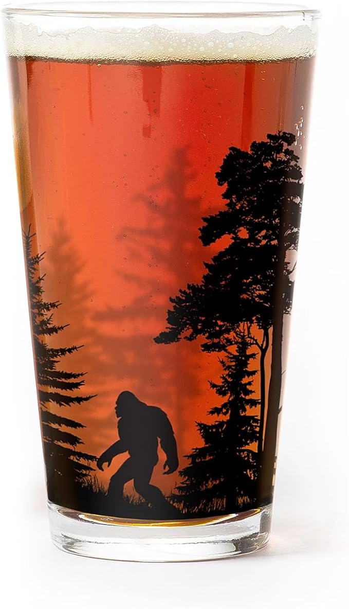 Bigfoot in the Forest Pint Glass by Black Lantern – Single 16oz Nature Beer Glass for Outdoors & Craft Beer