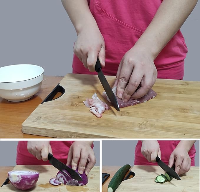 Ceramic Knife, Ceramic Knife Set with Protective Cover, Kitchen Knife Set with 4-Piece Knife and 1 Peeler, Chef's Knife Sets for Meat, Fruit, Vegetables - Black