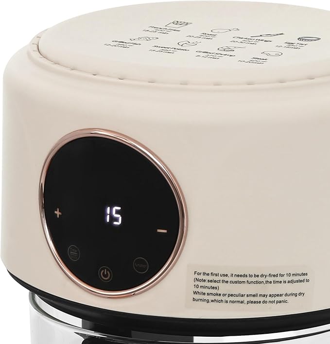 Air Fryer 1200W with Glass Window, 3.8Qt Large Capacity, 8 Presets, Digital Touchscreen, Non-Stick & Dishwasher Safe Basket US 110V (White)