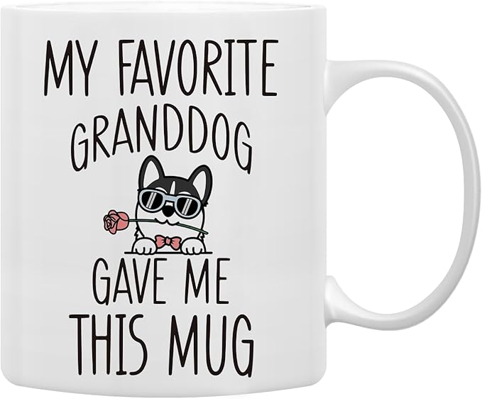QASHWEY Husky Dog Grandma Gifts Mug, Husky Mug, Funny Husky Dog Lover Owner Coffee Mug Tea Cup Gifts for Husky Lovers Grandma Grandpa, My Favorite Granddog Gave Me This Mug Coffee Cups Ceramic 11oz