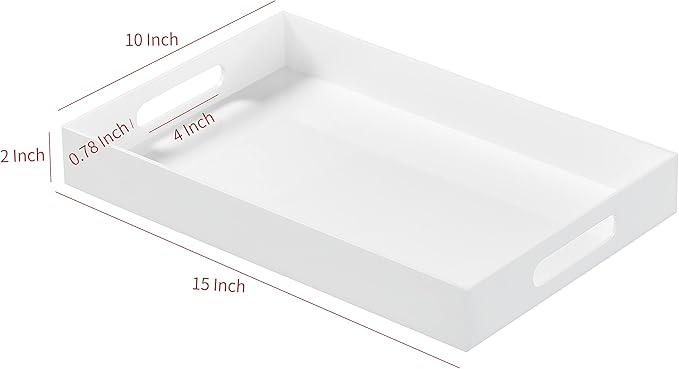 Acrylic Tray with Embedded Handle, 10x15 Inch, White